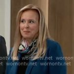 Laura's teal blazer and floral scarf on General Hospital