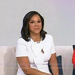 Laura's white tie neck top and floral pencil skirt on Today