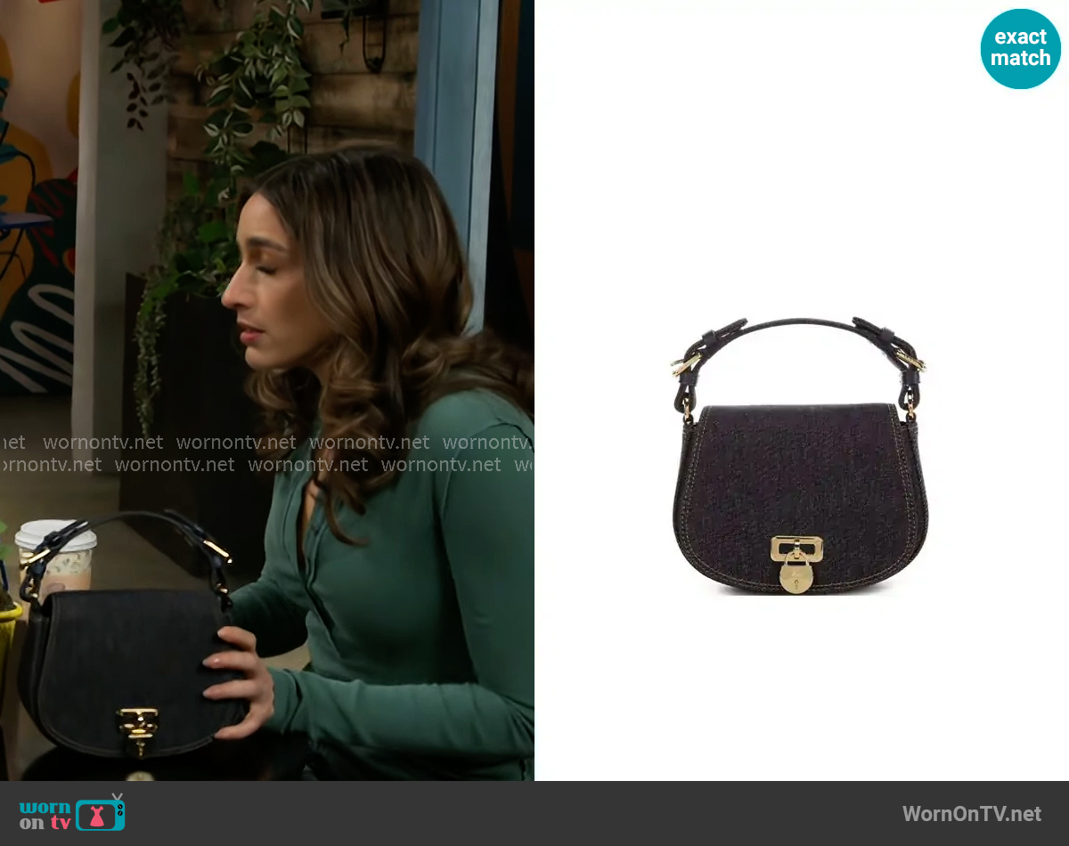LAUREN Ralph Lauren Denim Medium Tanner Crossbody Bag worn by Ashley Morgan (Jen Jacob) on Beyond the Gates