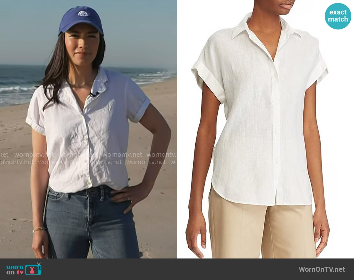 Lauren Ralph Lauren Linen Point Collar Short Dolman Sleeve Shirt worn by Emilie Ikeda on Today