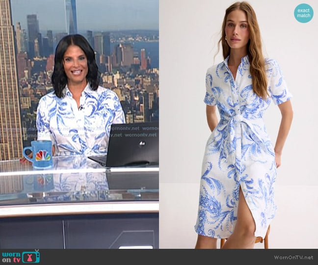 Lauren Ralph Lauren Paisley Tie-Front Linen Shirtdress worn by Darlene Rodriguez on Today