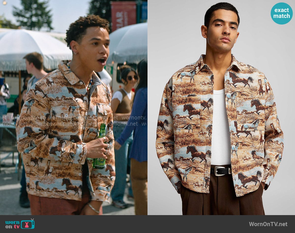 Le 31 Metallic Wild Horse Tapestry Shirt worn by Dexter (Miles Gutierrez-Riley) on Off Campus