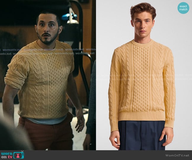 LE31 Twisted-cable Heritage Sweater in Corn Vanilla Yellow worn by Frenchie (Tomer Capone) on The Boys