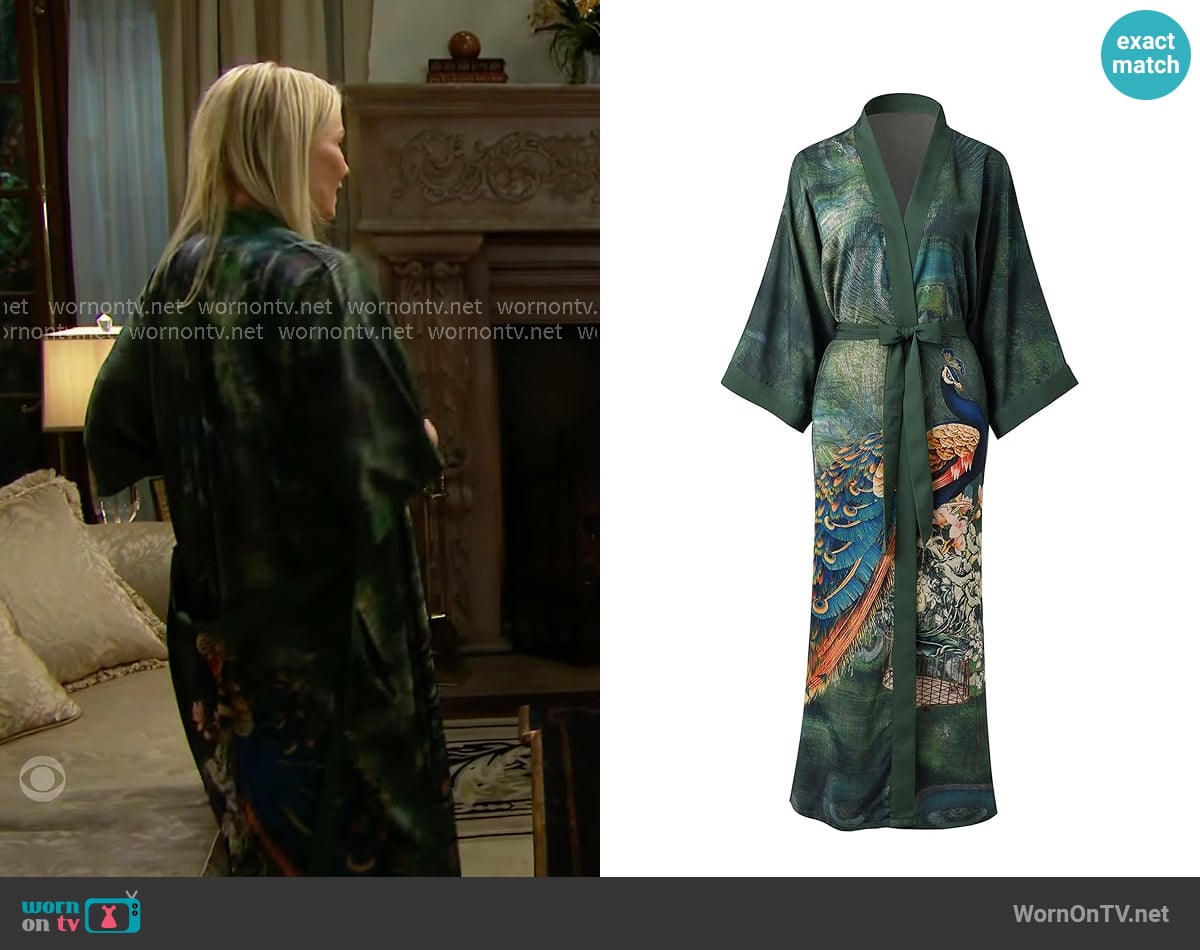 Ledamon Long Robe in Grass Green worn by Brooke Logan (Katherine Kelly Lang) on The Bold and the Beautiful