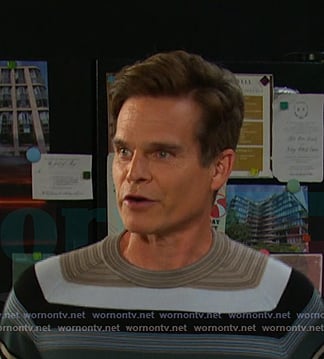 Leo’s blue striped sweater on Days of our Lives