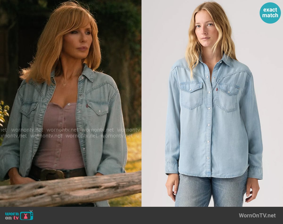Levis Sawyer Western Shirt in Can't Focus worn by Beth Dutton (Kelly Reilly) on Dutton Ranch