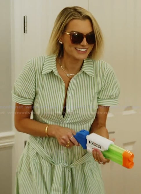 Lindsay’s green stripe shirtdress on Summer House