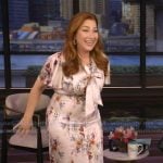 Lisa Ann Walter's floral print tie neck dress on Live with Kelly and Mark