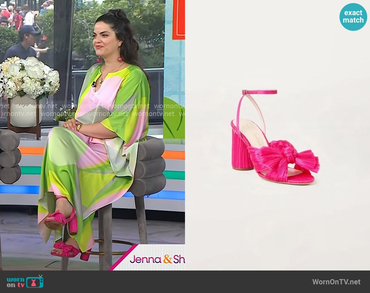 Loeffler Randall Camellia Ankle Strap Sandals in Fuschia worn by Kimmay Caldwell on Today