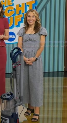 Lori’s black gingham check maxi dress on Good Morning America