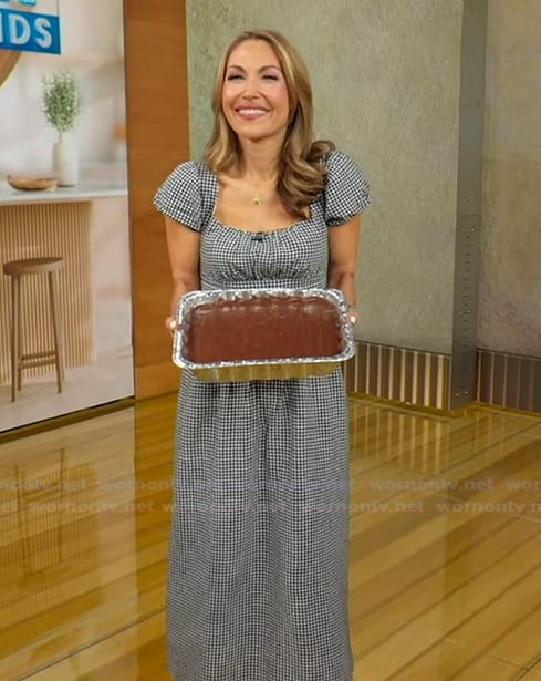Lori's black gingham check maxi dress on Good Morning America