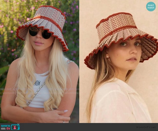 Lorna Murray Red And White Pleated Sun Hat worn by Lacy Nicole on The Valley