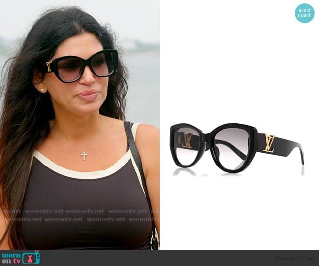 Louis Vuitton Icon Cat Eye Sunglasses worn by Jo-Ellen Tiberi on The Real Housewives of Rhode Island