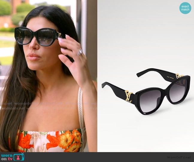 Louis Vuitton LV Icon Cat Eye Sunglasses worn by Jo-Ellen Tiberi on The Real Housewives of Rhode Island
