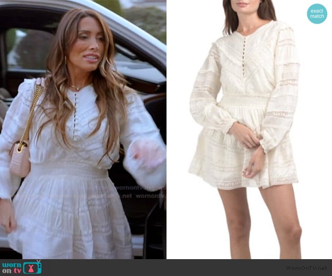 LoveShackFancy Jones Dress in Antique White worn by Alicia Carmody on The Real Housewives of Rhode Island