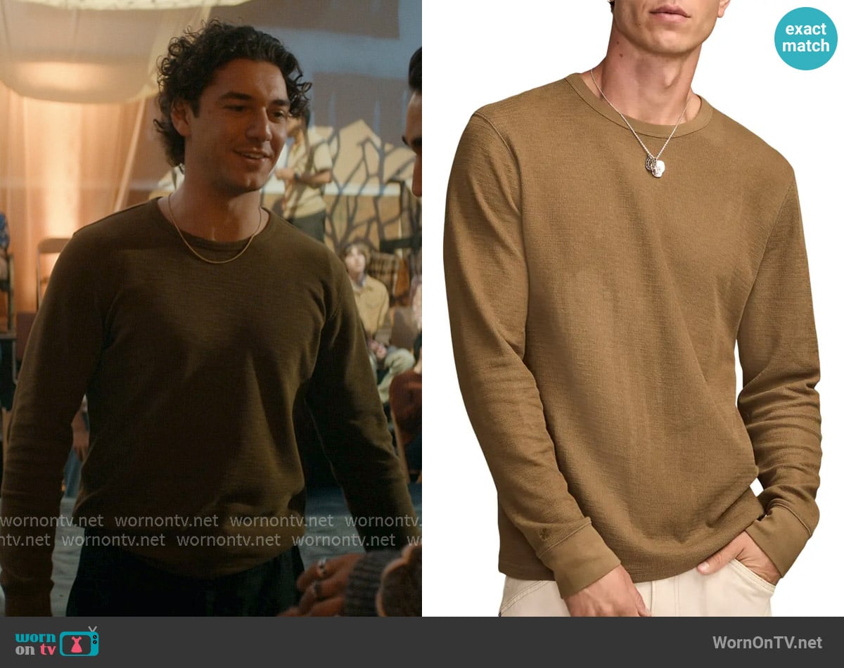 Lucky Brand Duofold Textured Long Sleeve Cotton T-Shirt worn by Garrett Graham (Belmont Cameli) on Off Campus