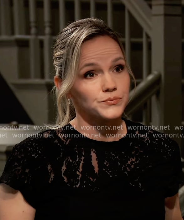 Lulu’s black mesh panel top on General Hospital