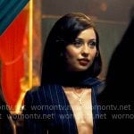 Maddy's pinstripe scarf neck jacket on Euphoria
