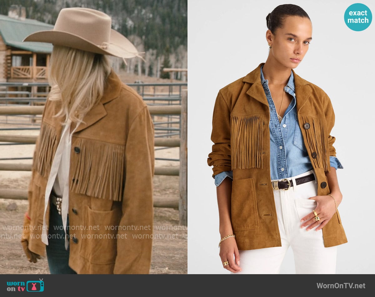 Madewell Fringe Shirt-Jacket in Suede worn by Dolly (Ellyn Jameson) on Marshals
