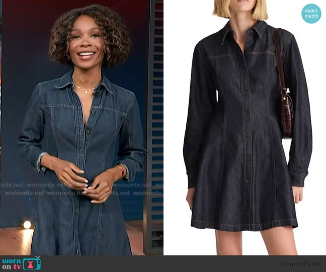 Madewell Seamed Long Sleeve Airy Denim Shirtdress worn by Zuri Hall on Access Hollywood