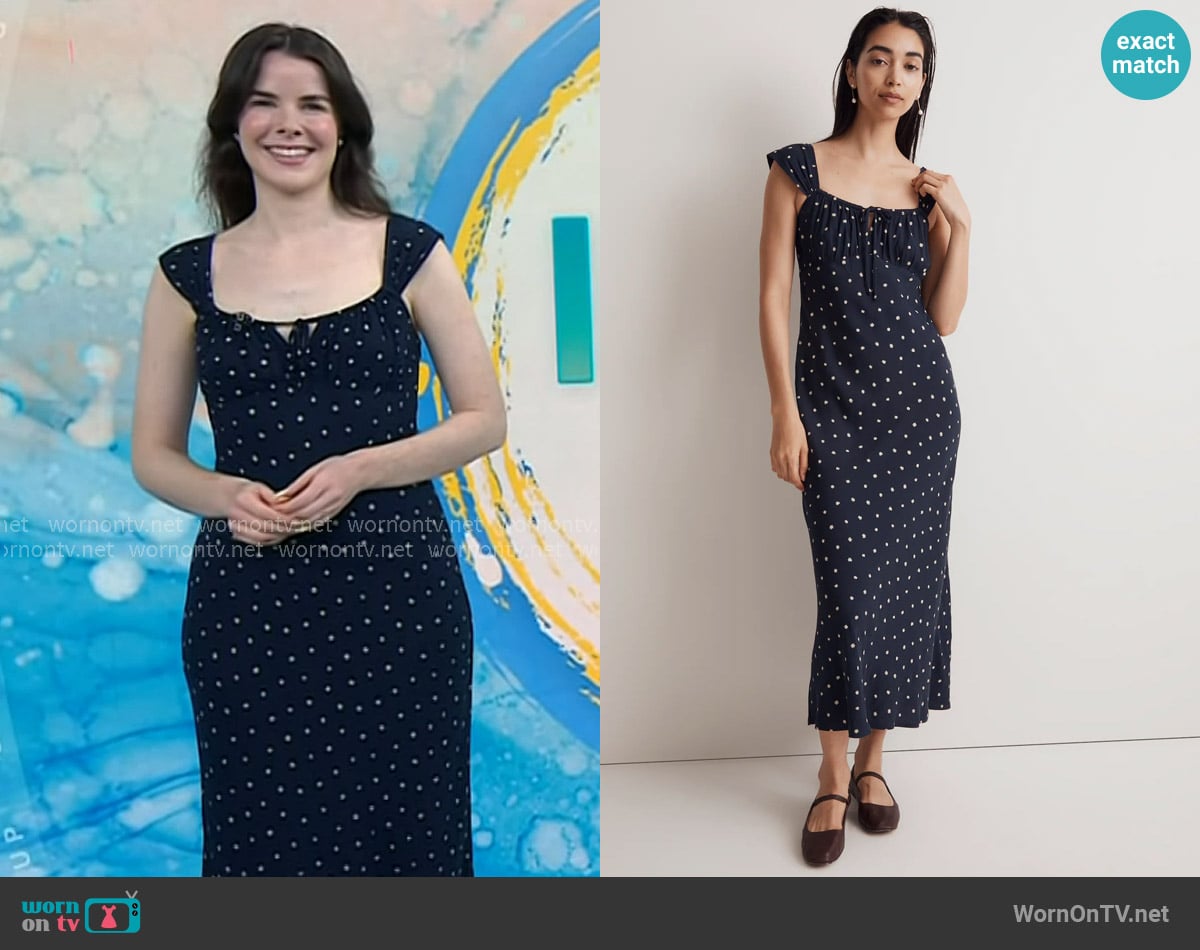 Madewell Square-Neck Midi Dress in Deep Indigo worn by Isabel Klee on Today