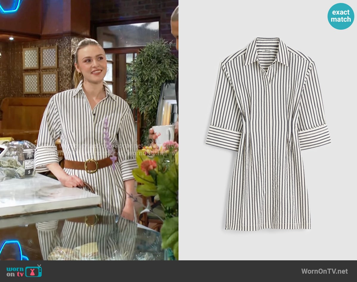 Madewell Tucked Mini Shirtdress worn by Claire Grace (Hayley Erin) on The Young and the Restless