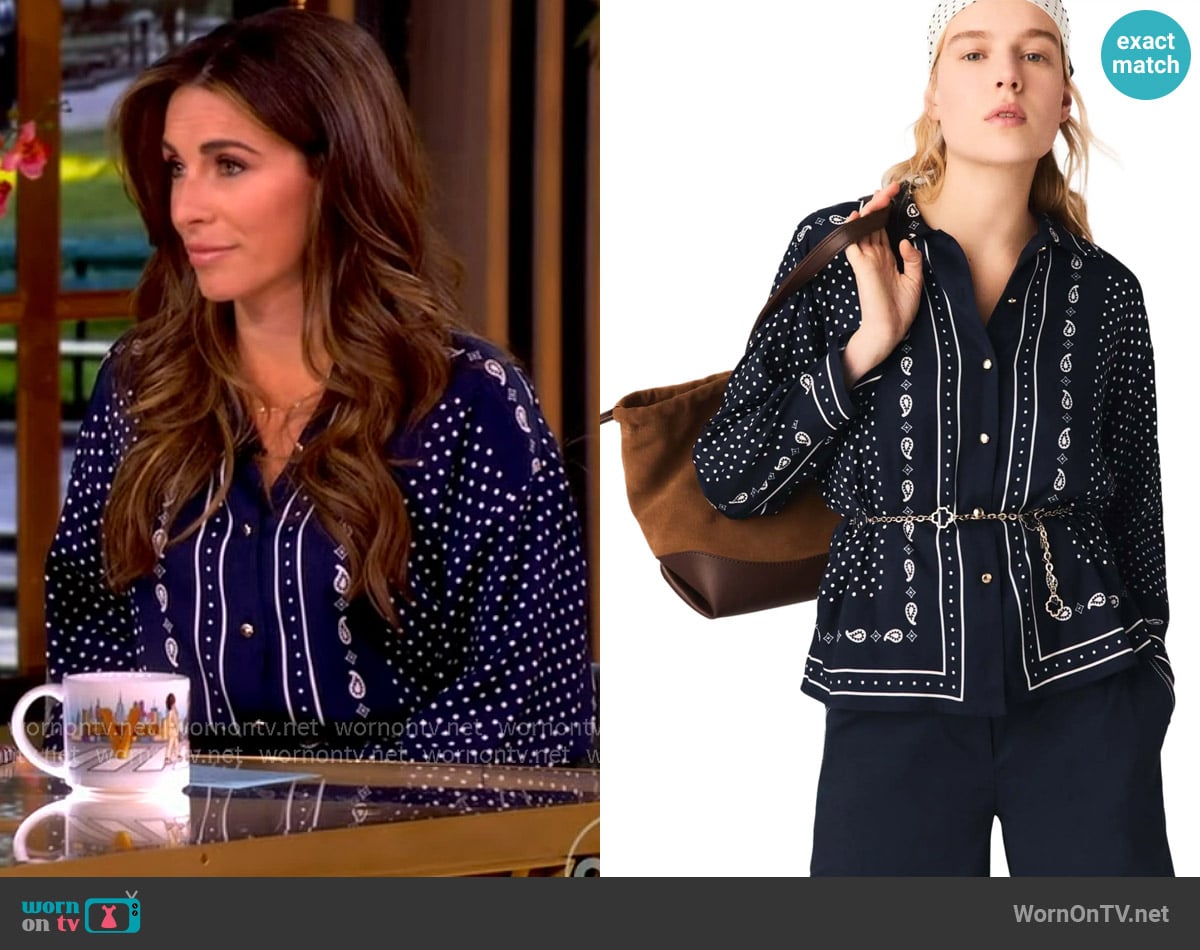 Maje Flowing printed shirt worn by Alyssa Farah Griffin on The View