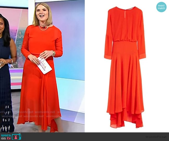 Maje Long Silk Dress worn by Jenna Bush Hager on Today