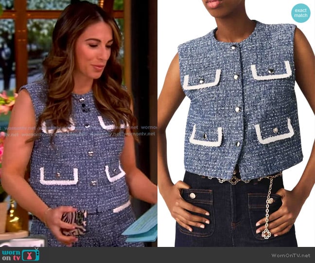 Maje Tweed Vest in Blue worn by Alyssa Farah Griffin on The View