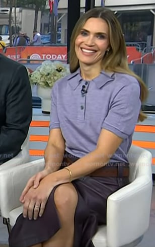 Mandy Moore’s lilac polo top and leather skirt on Today