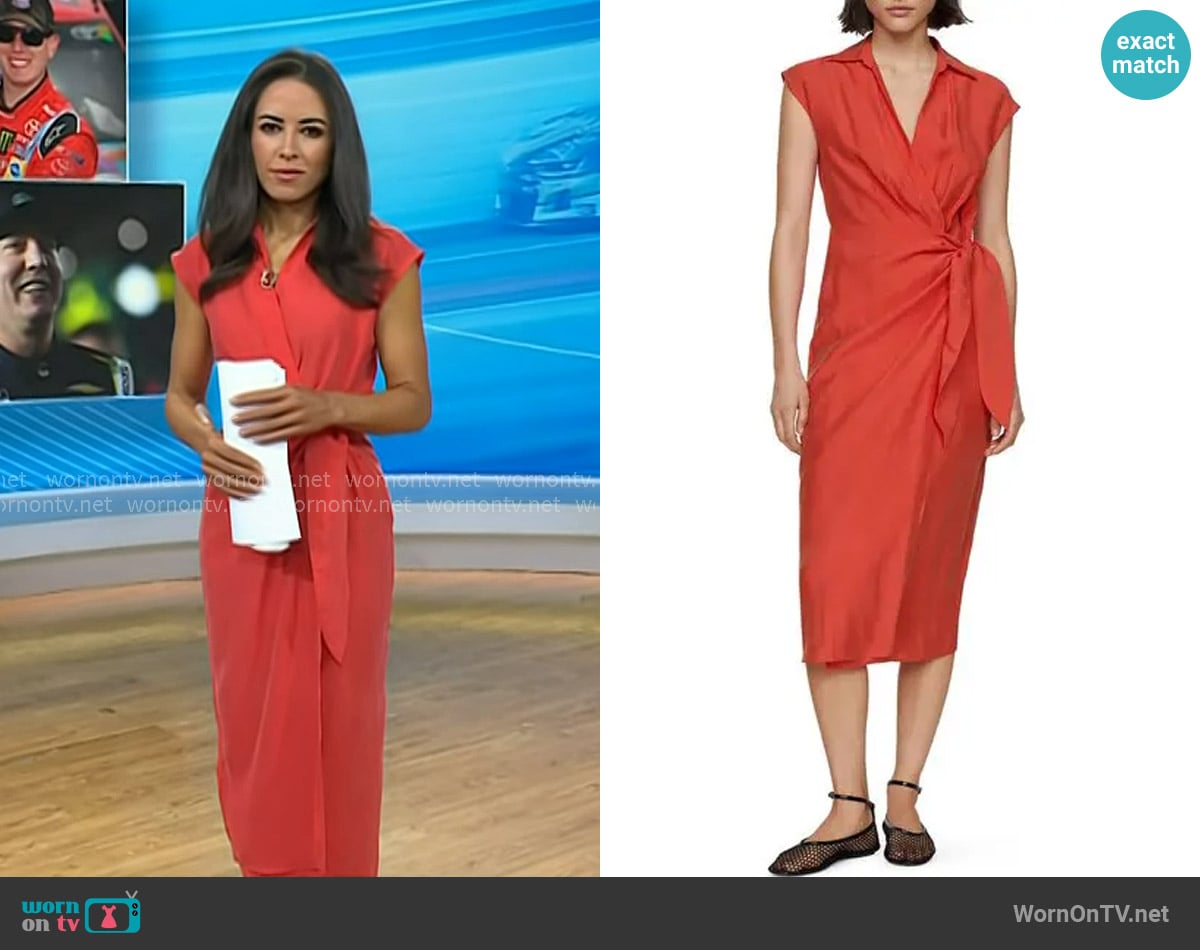 Mango Collared Midi Wrap Dress worn by Kaylee Hartung on Today