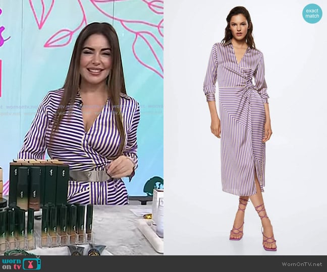 Mango Striped Satin Dress worn by Bobbie Thomas on Today
