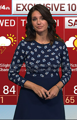 Maria’s navy floral long sleeve dress on Today