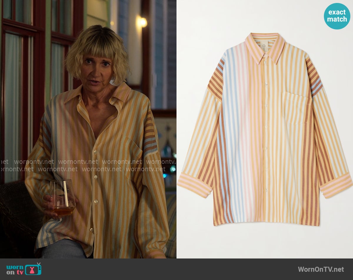 Marrakshi Life Oversized striped cotton shirt worn by Anne (Kerri Kenney) on The Four Seasons