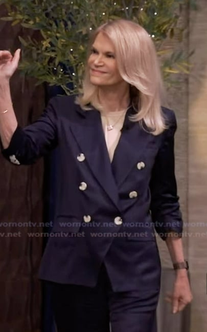 Martha Raddatz’s navy double breasted blazer on Live with Kelly and Mark