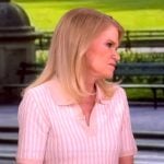 Martha Raddatz’s pink stripe knit polo dress on The View