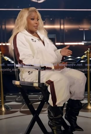 Mary J. Blige’s white track jacket and pants on Good Morning America