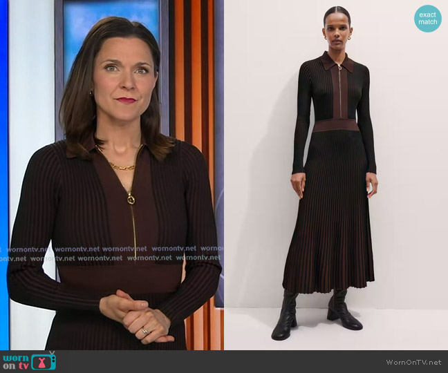 Me + Em Collared Maxi Dress in Black/Brown worn by Maggie Rulli on Good Morning America