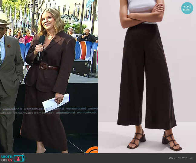 Me + Em Crop Wide-Leg Trouser in Brown worn by Jenna Bush Hager on Today