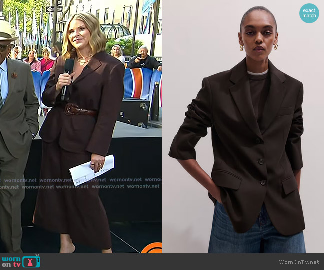 Me + Em Icon Oversized Blazer in Ganache Brown worn by Jenna Bush Hager on Today