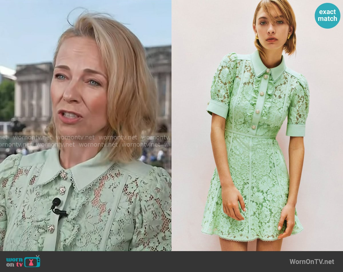 Me + Em Lace Ruffle Short Dress worn by Daisy McAndrews on Today