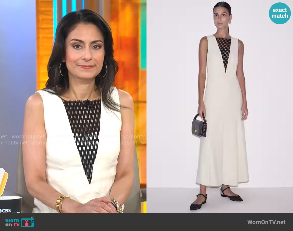 Me + Em Maxi Dress + Bandeau worn by Dr. Celine Gounder on CBS Mornings