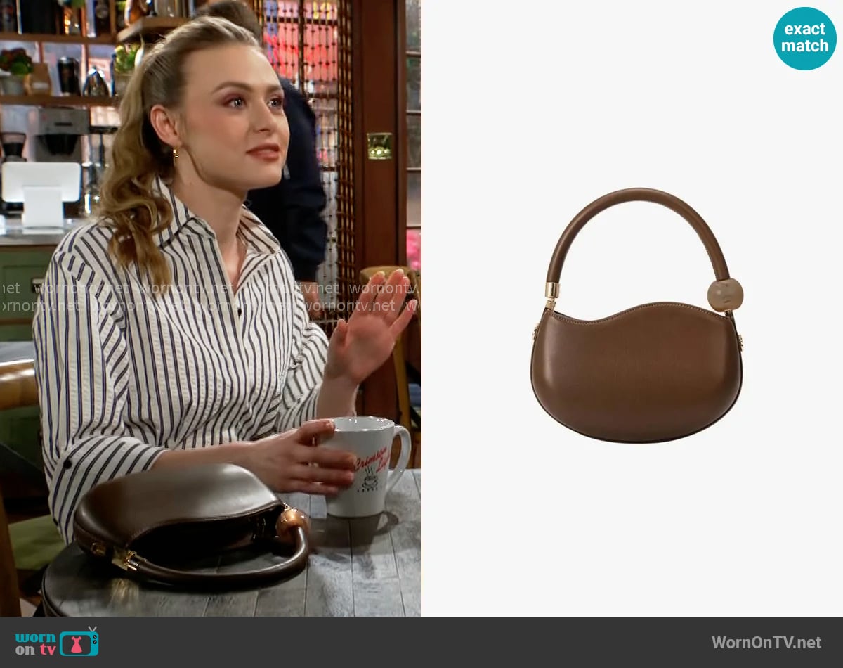 Melie Bianco Jennie Bag in Chocolate worn by Claire Grace (Hayley Erin) on The Young and the Restless