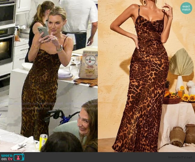 Mew Mews Melany Leopard Print Spaghetti Maxi Dress worn by Lindsay Hubbard on Summer House