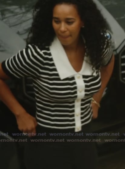 Mia’s striped contrast polo on Summer House