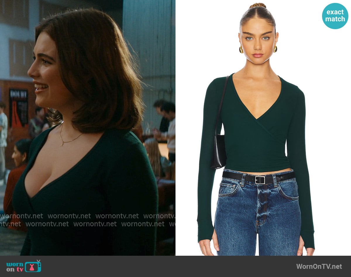 Michael Lauren Fairbanks Surplice Deep V Long Sleeve worn by Hannah Wells (Ella Bright) on Off Campus