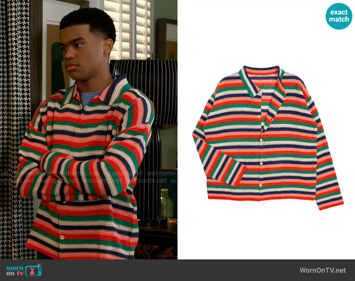Tyrell’s striped knit shirt on Beyond the Gates Tyrell’s striped knit shirt on Beyond the Gates