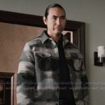 Miles’s gray geometric embroidered jacket on Marshals