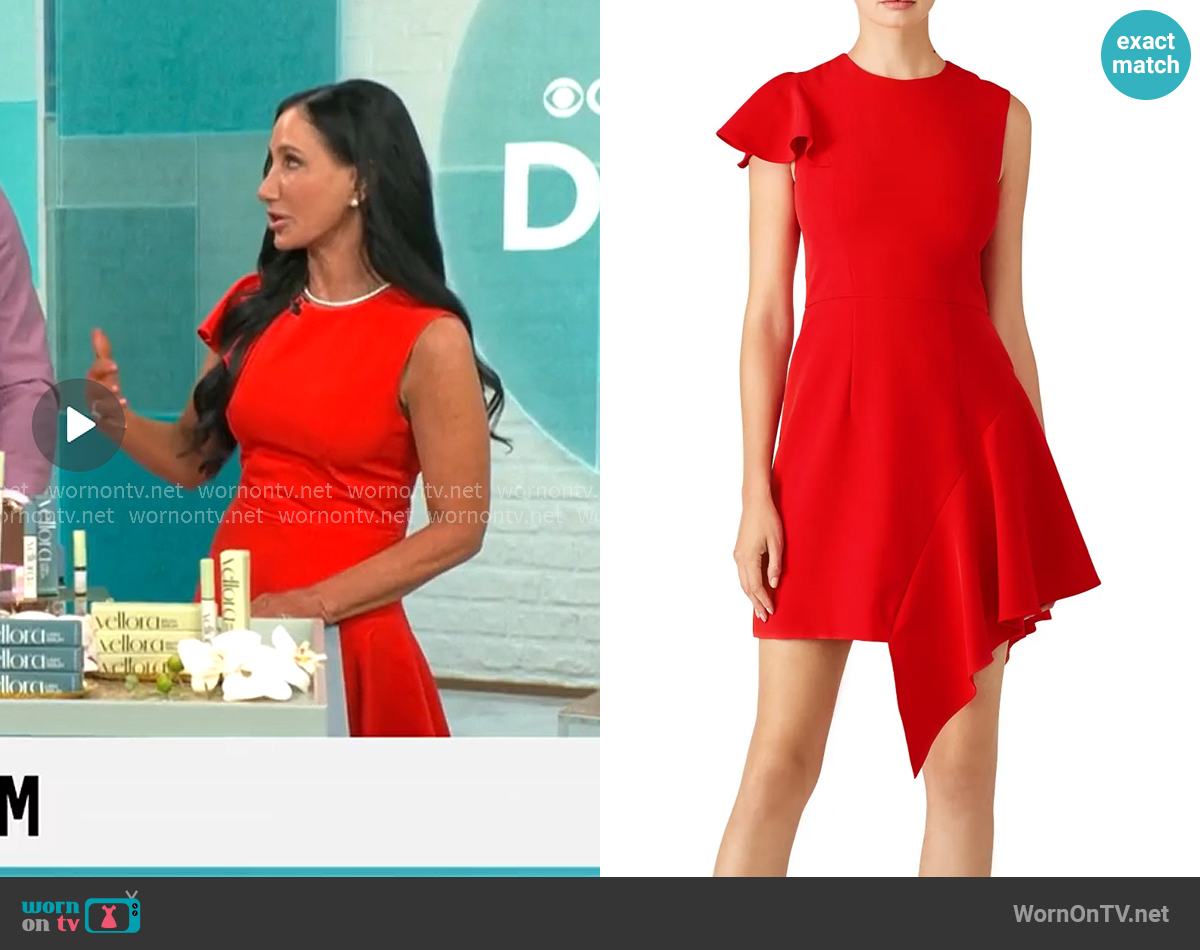 Milly Side Flutter Dress worn by Elizabeth Werner on CBS Mornings