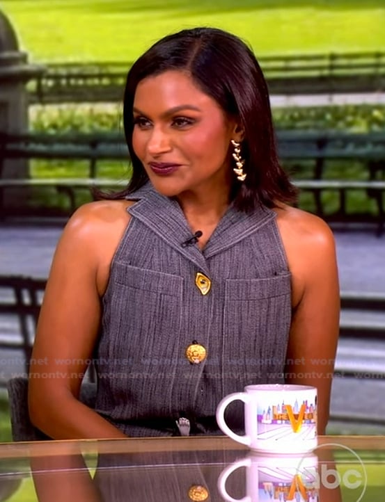 Mindy Kaling’s gray sleeveless dress on The View